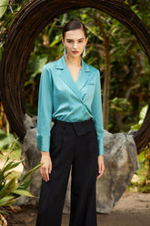 Aqua Essence Wrap Blouse